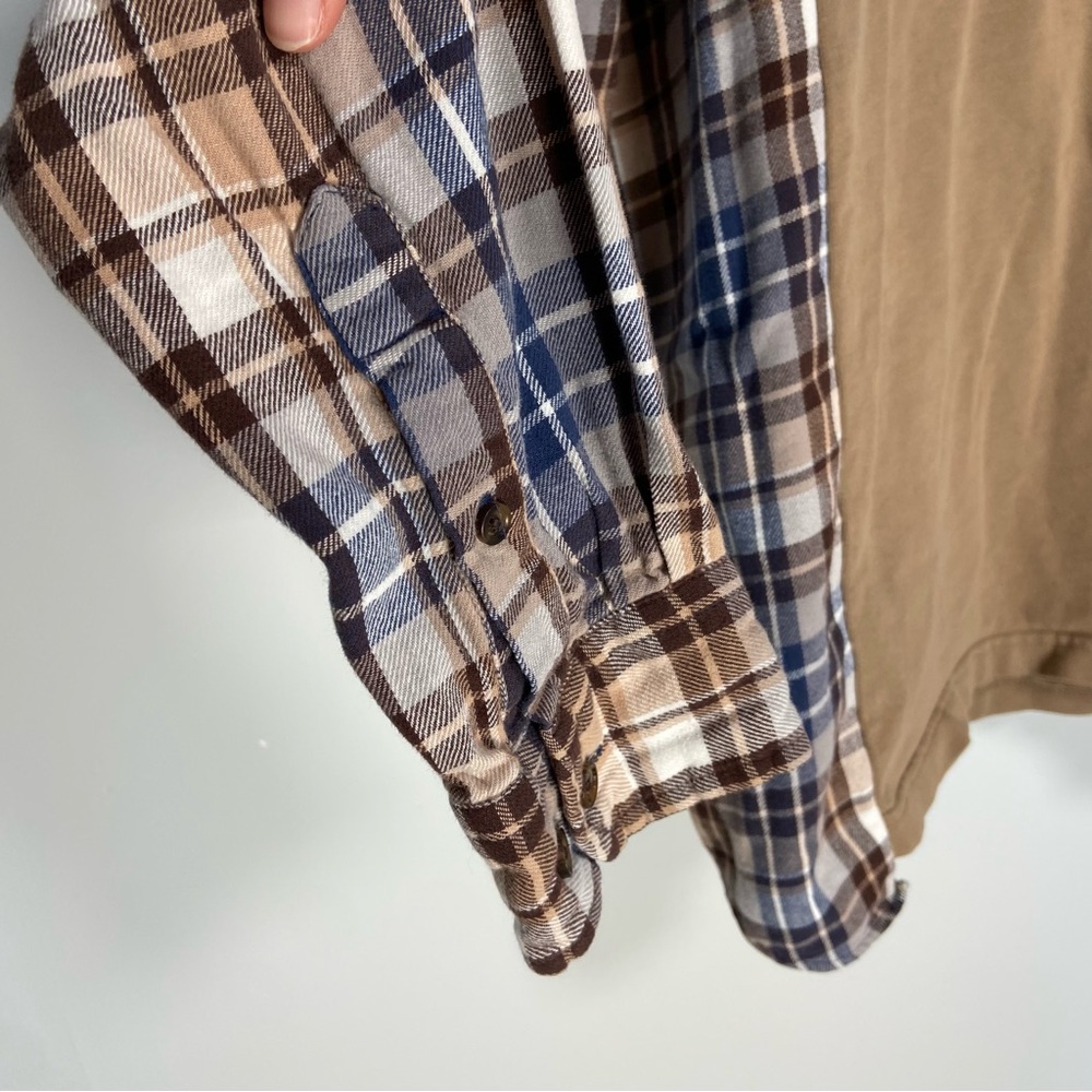 Upcycled Brown Shirt Flannel Reworked Country Eclectic Grandpa Western Rodeo XXL - Picture 4 of 8
